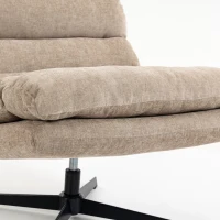 HOMCOM Loungestoel met voetenbank, draaibare chenille fauteuil met verstelbare hocker, dikke vulling en brede zitting, bruin(m-10)