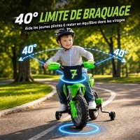 AIYAPLAY Moto Électrique Enfants 12 V, Vitesse Max 3 Km/h, Batterie au Lithium, Double Moteur, Suspension Arrière, Vert(m-6)