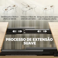 HOMCOM Mesa de Jantar Extensível Oval para 4-6 Pessoas com Pés de Ferro e Bordos Arredondados Carvalho(m-5)