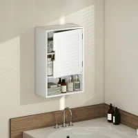HOMCOM Dulap de baie suspendat, cu raft reglabil și ușă cu închidere lentă, 40x20x60 cm, alb(m-8)