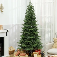 HOMCOM Sapin de Noël Artificiel 180 cm, Arbre de Noël, 1162 Branches Articulées en PE et PVC Ignifuge, Support en Bois Pliable(m-11)
