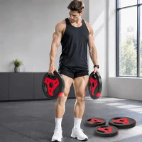 SPORTNOW Lot de 4 disques 2 x 10/5 kg, set de disques avec poignées, Noir+Rouge(m-2)
