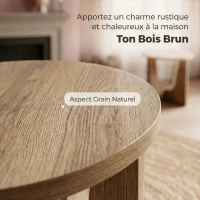 HOMCOM Table d'Appoint Ronde, Table de Salon avec Pieds Incurvés, Style Rustique, pour Salon, Chambre, Effet Bois Café(m-5)