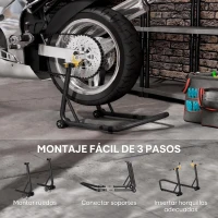 HOMCOM Caballete Elevador Universal Soporte Rueda Trasera Moto de Acero Robusta Carga 544 kg con Horquillas en U y L Ajustables(m-6)