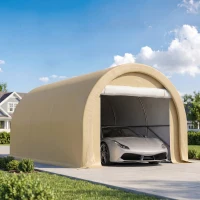Outsunny Tente de garage résistant à l'eau protection UV UPF 30 + parois latéraux amovibles 5 x 3 m beige(m-10)
