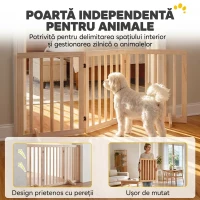 PawHut Poartă Pliabilă pentru Câini cu 3 Panouri, În Nuanțe de Lemn de Pin(m-4)