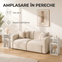 HOMCOM Set de 2 Măsuțe de Cafea Moderne cu Raft Deschis, Alb(m-4)
