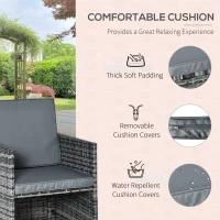 Outsunny 9 Pieces Rattan Dining Set Garden Furniture Cushion Seat Woven Rattan Grey(m-5)