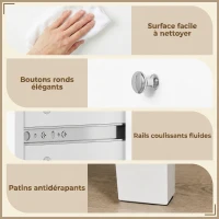 HOMCOM Commode 5 Tiroirs, Meuble de Rangement avec Glissières Fluides, Chiffonnier, Style Moderne, 60 x 39,5 x 95,3 cm, Blanc(m-7)