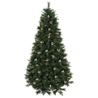 HOMCOM Brad Artificial de Crăciun 220 cm cu 1116 Ramuri Bază Metalică Pliabilă Sistem cu Balamale Realist şi Bogat Verde(m-8)