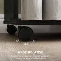 HOMCOM Dulap cu 5 Rafturi și 6 Roți, PAL, 120x40x128 cm, Gri și Negru(m-6)