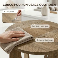 HOMCOM Table d'Appoint Ronde, Table de Salon avec Pieds Incurvés, Style Rustique, pour Salon, Chambre, Effet Bois Café(m-7)