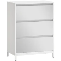 HOMCOM Cassettiera a Specchio Moderna con 3 Cassetti, 60x35x80 cm, Bianca(m-1)