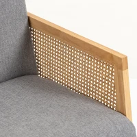 HOMCOM Sofá de 2 Plazas Tapizado en Lino con Detalles Ratán Sintético Estructura de Madera Carga 240 kg 115x77x77 cm Gris(m-12)