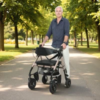 HOMCOM Rollator Walker Wheelchair, with Seat - Black(m-2)