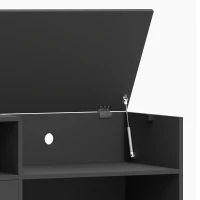 HOMCOM Record Player Stand, Vinyl Record Holder with Storage Holds Up to 300 Albums with Flip-Top Compartment, Black(m-10)