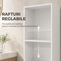 HOMCOM Dulap Baie Slim cu Organizator Glisant pe Roți, Sertar și Raft Reglabil, MDF, 18 x 40 x 135 Cm, Alb(m-7)