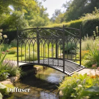 Outsunny Pont de Jardin en Métal Style Baroque Passerelle Décorative avec Garde-Corps 91cm et Charge 100kg Noir(m-8)