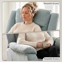 HOMCOM Sillón Relax Reclinable Eléctrico de Lino con Asiento con Muelles Reposapiés Mando USB y 2 Bolsillos Laterales Verde(m-9)