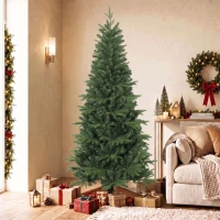 HOMCOM Sapin de Noël Artificiel 180 cm, Arbre de Noël, 1162 Branches Articulées en PE et PVC Ignifuge, Support en Bois Pliable(m-16)