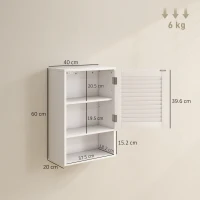 HOMCOM Dulap de baie suspendat, cu raft reglabil și ușă cu închidere lentă, 40x20x60 cm, alb(m-3)