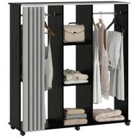 HOMCOM Dulap cu 5 Rafturi și 6 Roți, PAL, 120x40x128 cm, Gri și Negru(m-11)