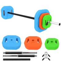 SPORTNOW 20 kg Adjustable Barbell Weights Set, Barbell Bar with Weight Plates, Non-slip Handle, Multicolour(m-15)