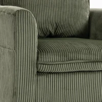 HOMCOM Poltrona de Sala em Veludo Cotelê Poltrona 1 Lugar Estofada com Assento Largo e Almofada com Molas 83x74x87 cm Verde(m-6)