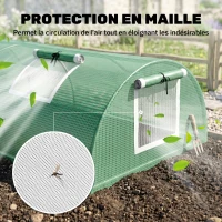 Outsunny Mini Serre de Jardin mini serre tunnel à tomates 200 x 80 x 45 cm Acier PE Anti-UV 4 portes en filet enroulables vert(m-5)