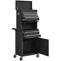 HOMCOM Three-Part Steel Locking Tool Chest - Black(m-11)