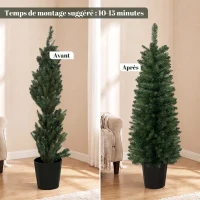 HOMCOM Lot de 2 Sapins de Noël Artificiels 120 cm, Base en Pot de Culture, Pointes de Branches Ignifuges, Vert(m-7)