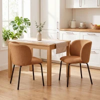 HOMCOM Lote de 2 Sillas de Comedor Tapizadas en Chenilla, Respaldo Envolvente, Carga 120 kg, 57 x 58 x 77 cm, Naranja(m-2)