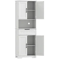HOMCOM Alacena de Cocina Alta Mueble Auxiliar de Cocina con 4 Puertas 5 Estantes Cajón Estantes Ajustables 60x30x172 cm Blanco(m-1)