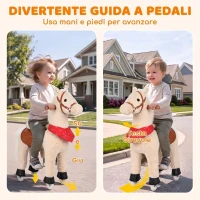 AIYAPLAY Cavallo Cavalcabile per Bambini con Testa Girevole, Suoni Realistici, Ruote Scorrevoli, Marrone Chiaro(m-4)