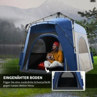 Outsunny Pop Up Kuppelzelt für 3 Personen leicht, stabil wasserdicht UV 50+ mit Haken Tür Fenster, Bodenplane(m-5)