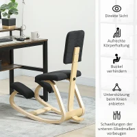 HOMCOM Ergonomischer Kniestuhl, Kniehocker Gesundheitsstuhl für Zuhause, Büro, Meditation Schwarz(m-5)