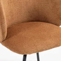 HOMCOM Lote de 2 Sillas de Comedor Tapizadas en Chenilla, Respaldo Envolvente, Carga 120 kg, 57 x 58 x 77 cm, Naranja(m-6)