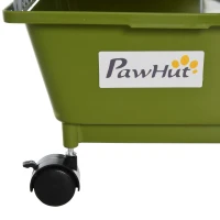 PawHut Small Animal Cage Rabbit Guinea Pigs Chinchillas Cage w/ Wheels Water Bottle Food Dish Platform Ramp 89 x 44 x 43 cm Green(m-10)