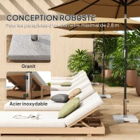 Outsunny Pied de parasol, socle parasol extérieur en Granit 21 kg, pour mât de Ø 32-48 mm, avec Poignées, 38 x 38 x 38 cm, Gris(m-5)