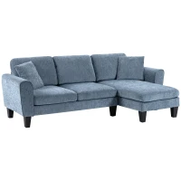 HOMCOM Sofá Rinconera Chaise Lounge Reversible en Forma de L con 2 Cojines Carga 200 kg 230x138x87 cm Azul Oscuro(m-1)