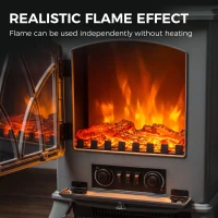 HOMCOM 1kW-2kW Vintage Electric Fireplace Heater - Grey(m-4)