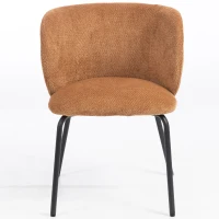 HOMCOM Lote de 2 Sillas de Comedor Tapizadas en Chenilla, Respaldo Envolvente, Carga 120 kg, 57 x 58 x 77 cm, Naranja(m-7)