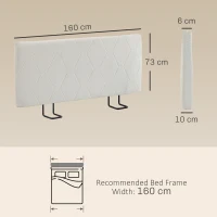 HOMCOM Tăblie de Pat Tapițată, Model Diamant, 160 cm, Albă(m-3)