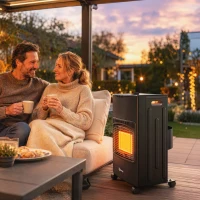 Outsunny Sobă pe Gaz 4,2 kW, 3 Trepte de Căldură, ODS, Oprire la Stingerea Flăcării, Anti-răsturnare(m-10)