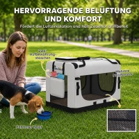 PawHut Transporttasche für Haustiere, weichw. Hundetragetasche mit Sicherheitsleine, Kissen und Napf, Hellgrau(m-7)