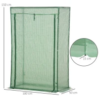 Outsunny Serre de jardin, serre de balcon, bâche renforcée PE, châssis en acier, porte zippée enroulable, pour légumes plantes fleurs en toutes saisons intérieur et extérieur, 100 x 50 x 150 cm vert(m-3)