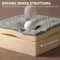 HOMCOM Divano 3 Posti Senza Struttura con 6 Cuscini in Ciniglia, 207x107x62 cm, Grigio Chiaro(m-5)