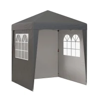 Outsunny Tonnelle barnum de jardin pop-up pliant réglable en hauteur protection UV 30+ 3 parois latérales gris(m-1)