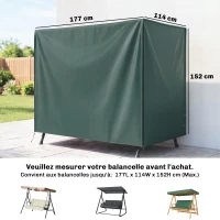 Outsunny Housse de protection pour balancelle de jardin housse de balancelle de jardin toile oxford 177 x 114 x 152 cm vert foncé(m-3)