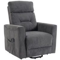 HOMCOM Elektrische relaxstoel met opsta-hulp, massage en warmte, chenille fauteuil met pocketveren, donkergrijs(m-1)